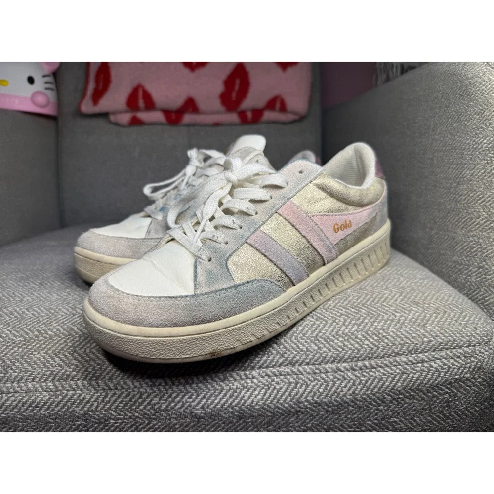 Gola Superslam Blaze Metallic Gold Pastel Sneakers CLB334 Womens 9.5 Low Top